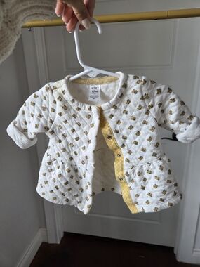 Carter's Baby Quilted White & Yellow Floral Jacket - 12M